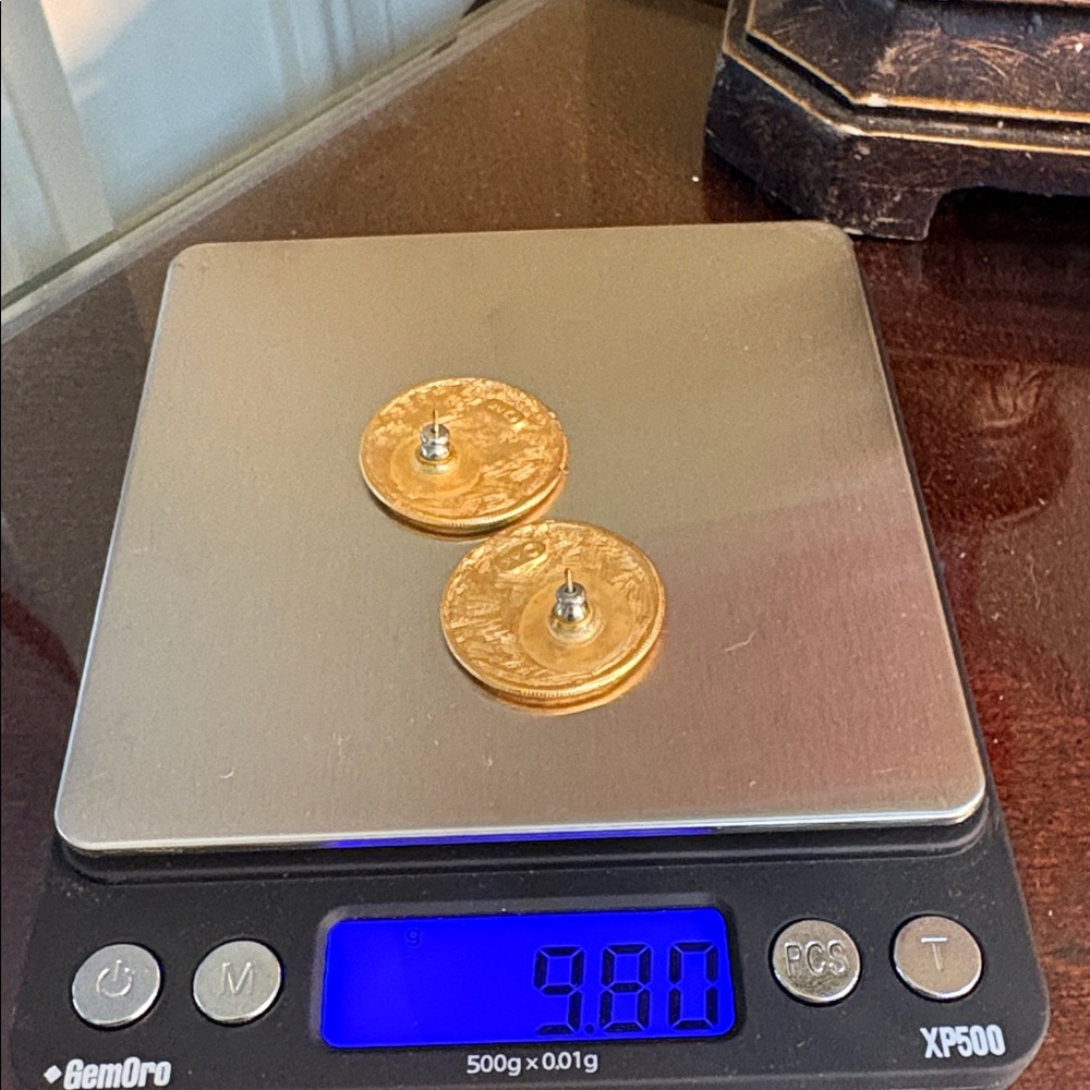Anne Klein reproduction Carthaginian electrum stater coin earrings - Picture 5 of 5